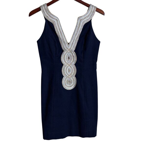 Lilly Pulitzer Valli Shift Dress True Navy Blue Size 2 - Picture 2 of 16